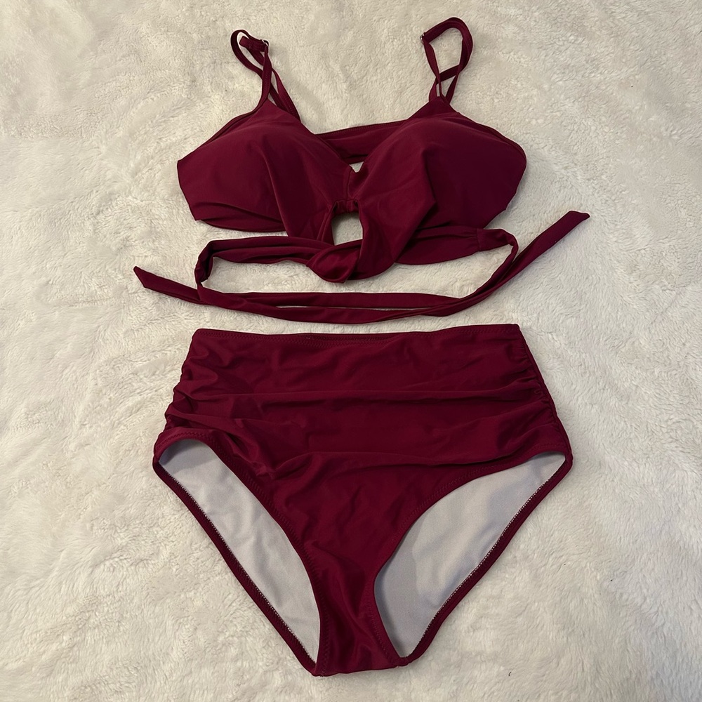 Women's Burgundy Bikini Set Size M